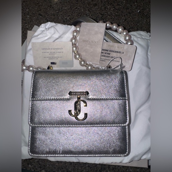Varenne XS Pearly Crystal Metallic Shoulder Bag - Jimmy Choo - Picture 13 of 16